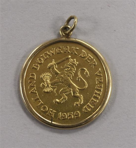 A Dutch gold commemorative medal, 9.1g overall